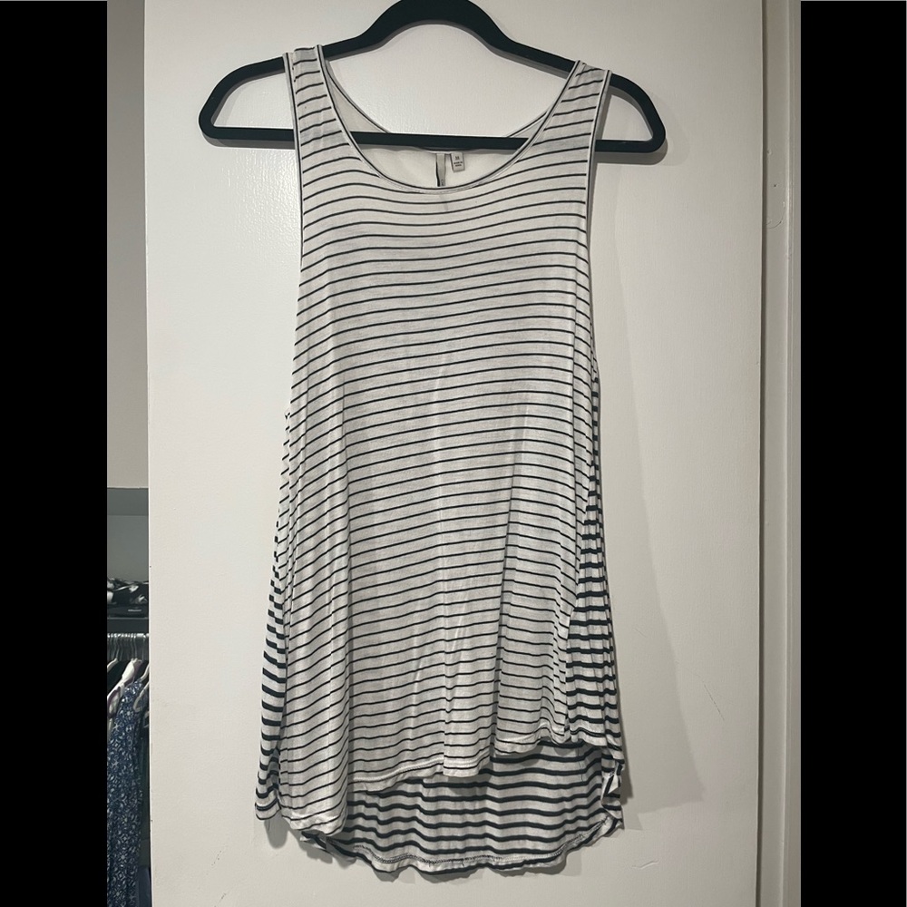 CALVIN KLEIN JEANS Black and white striped flowy tank. Size medium.